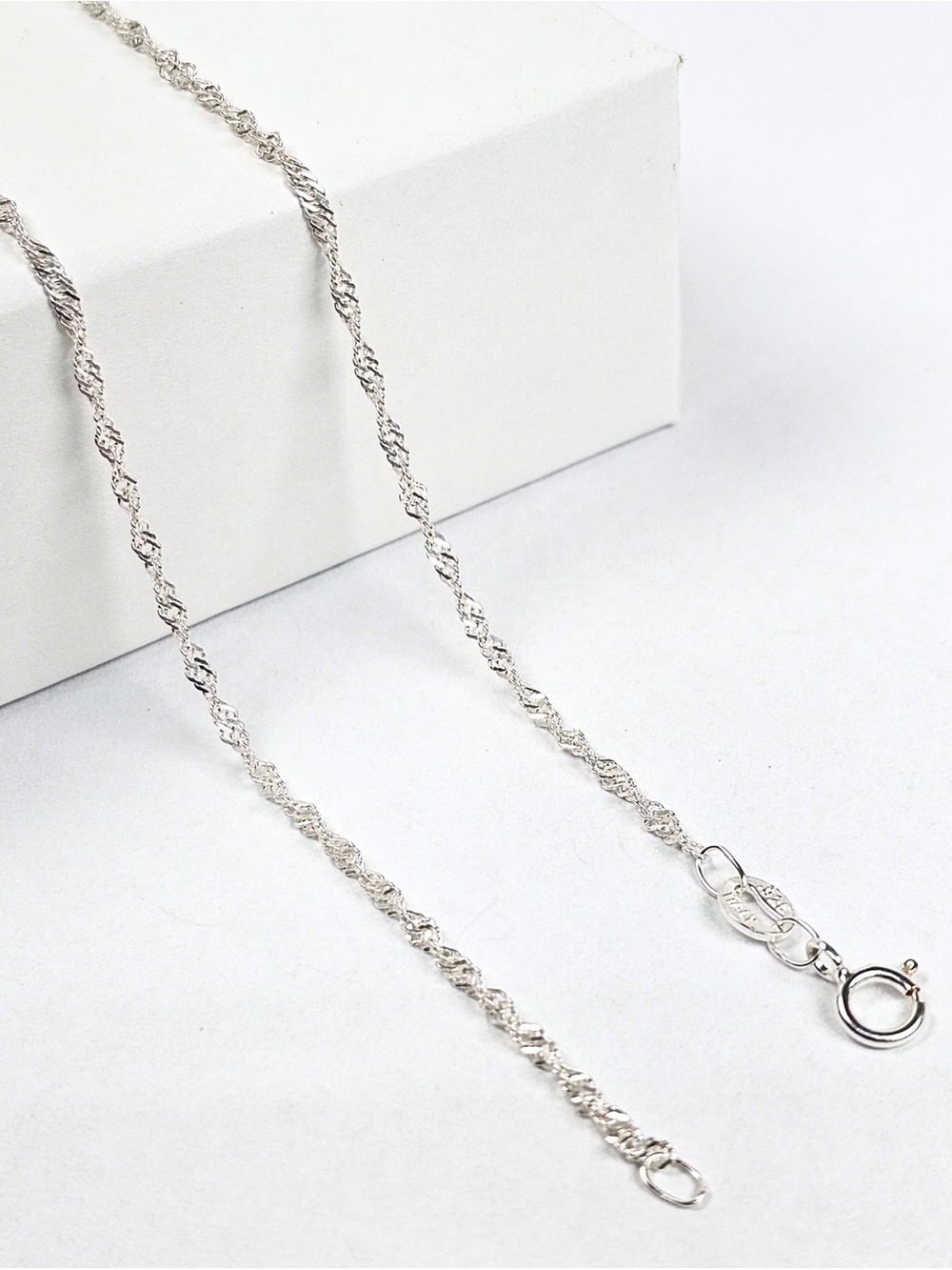 Singapore Chain Necklace 1.5mm Unisex 925 Sterling Silver Cadena Singapur 50cm